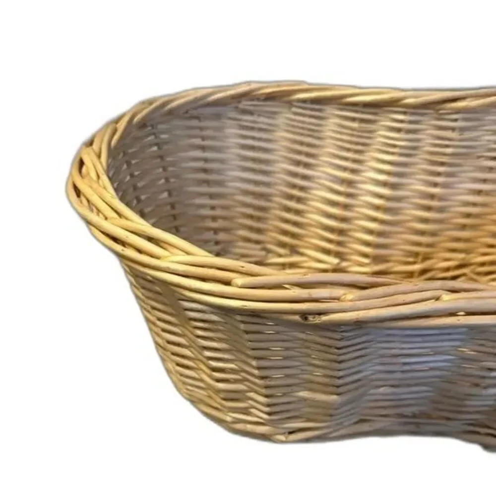 Vintage Wicker Woven Storage Basket Natural Rattan Rectangular Basket